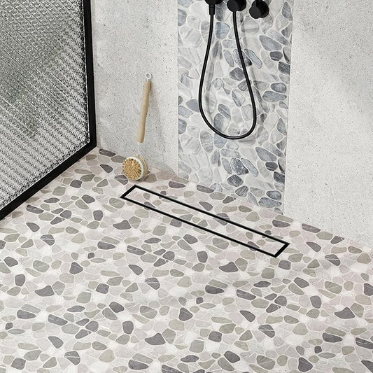 Neodrain 18-Inch Linear Shower Drain with Tile Insert Grate, Matte Black 304 Stainless Steel Rectangle Shower Floor Drain, Linear Drain with Leveling Feet, Hair Strainer