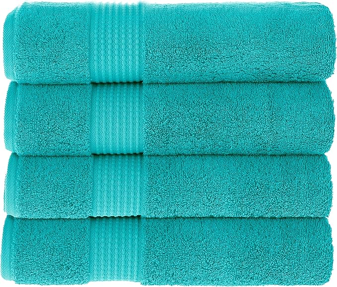 MAURA Basics Performance Bath Towels 100% Turkish Cotton with Hook Loops. Extra Large Luxury Absorbent Plush Towel Sets for Bathroom, Daily Use American Standard Size 27”x54”, Turquoise