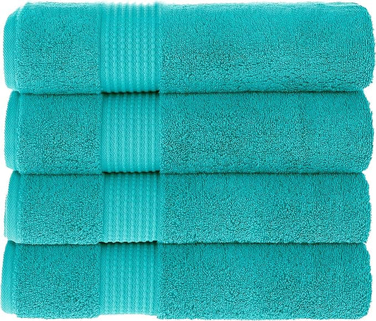 MAURA Basics Performance Bath Towels 100% Turkish Cotton with Hook Loops. Extra Large Luxury Absorbent Plush Towel Sets for Bathroom, Daily Use American Standard Size 27”x54”, Turquoise