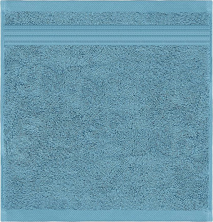 American Veteran Towel, 100% Cotton Turkish Washcloths for Bathroom Essentials 4 Pack, Soft Absorbent Wash Cloths Quick Drying Small Towels Washrags, Sky Blue