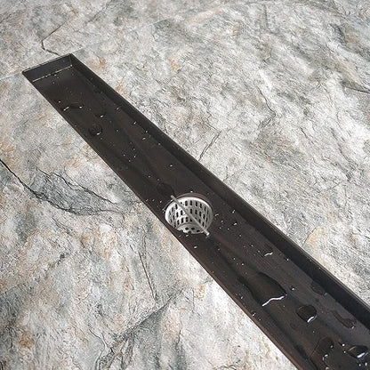 Neodrain 24-in Rectangular Linear Shower Drain with Brickwork Pattern Grate, 304 Stainless Steel Bathroom Floor Drain,Antique Copper Finish,Shower Floor Drain