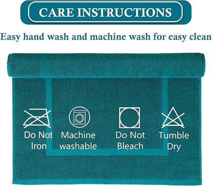 HILLFAIR-900 GSM-100% Ringspun Cotton Floor Towels mat- Hotel-Spa Tub-Shower Bathroom Floor mat Towels- 21 x 34 Inch - Terry Cotton Bath Mats, Machine Washable, Absorbent- 2 Peice Towel Set- Teal