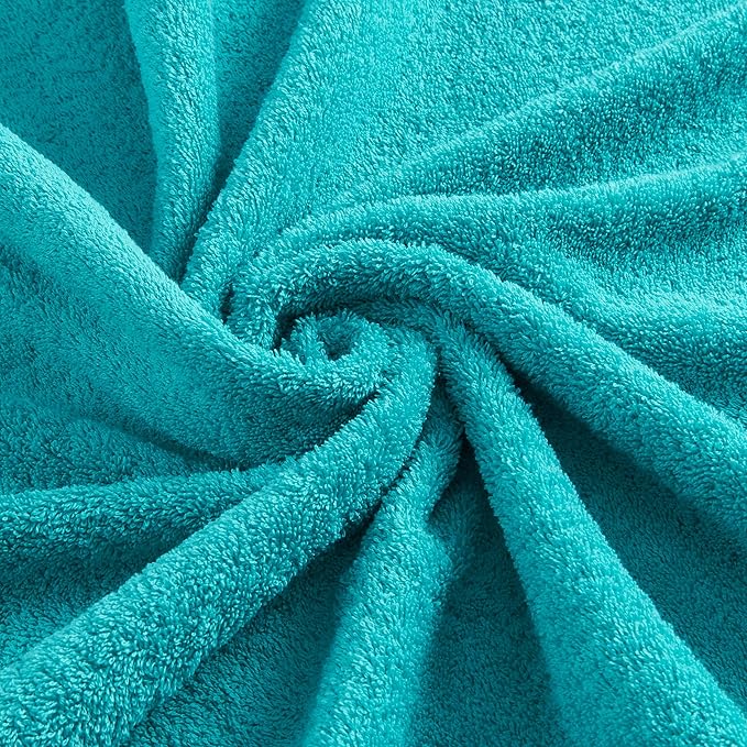 Premium 6 Piece Towel Set, 2 Bath Towel, 2 Hand Towels, 2 Washcloths, 100% Turkish Cotton Soft Absorbent Towels (Turquoise, 6 Piece Towel Set)