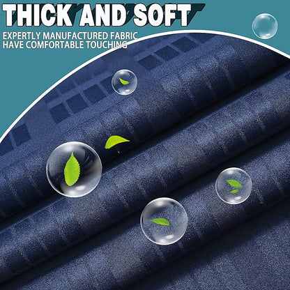 Conbo Mio Stall No Hook Shower Curtain with Snap in Liner Set, Hotel Luxury Navy Blue Shower Curtains for Bathroom with See Through Top Window, Waterproof, Washable 54W x 74H