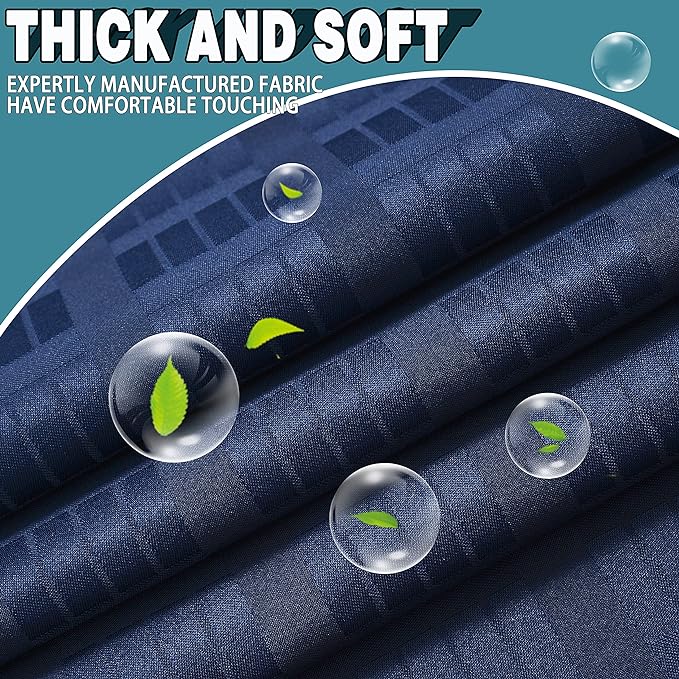 Conbo Mio Stall No Hook Shower Curtain with Snap in Liner Set, Hotel Luxury Navy Blue Shower Curtains for Bathroom with See Through Top Window, Waterproof, Washable 36W x 74H