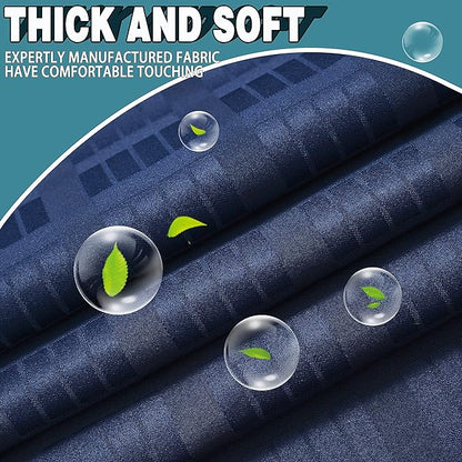 Conbo Mio Stall No Hook Shower Curtain with Snap in Liner Set, Hotel Luxury Navy Blue Shower Curtains for Bathroom with See Through Top Window, Waterproof, Washable 36W x 74H