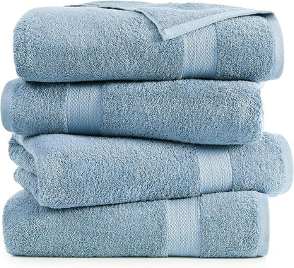 LANE LINEN 100% Ring Spun Cotton Bath Sheets (35''x66) - 4 Pcs - Ultra Soft, Pre Shrunk & Durable Luxury Extra Large Bathroom Towel Sets - Multipurpose, Hotel Quailty Oversized Towels - Cerulean Blue