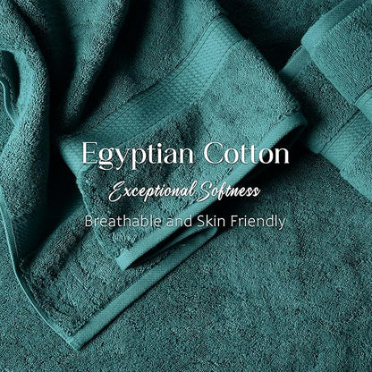 Superior Egyptian Cotton Pile Bath Towel Set of 2, Ultra Soft Luxury Towels, Thick Plush Essentials, Absorbent Heavyweight, Guest Bath, Hotel, Spa, Home Bathroom, Shower Basics, Teal