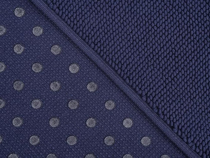 Cotton Paradise 100% Cotton Non Slip Bath Mats for Bathroom, 17x24 inch Soft Absorbent Quick Dry Machine Washable Floor Bath Mat, Navy Blue