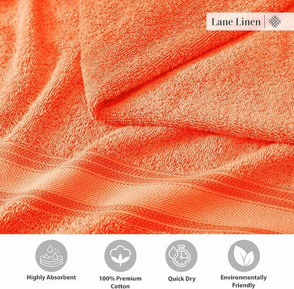 LANE LINEN Luxury Bath Towel Set of 18 – 100% Cotton, 6 Bath Towels, 6 Hand Towel & 6 Washcloths, Zero Twist, Remains Soft & Absorbent Even After Multiple Washes, Quick Dry - Tiger Lily