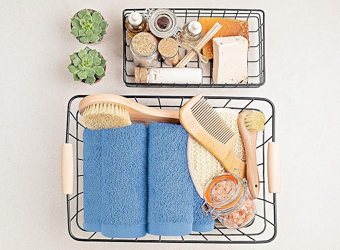 Utopia Towels 24 Pack Cotton Washcloths Set, 100% Ring Spun Cotton, Premium Quality Flannel Face Cloths, Highly Absorbent and Soft Feel Fingertip Towels, Electric Blue
