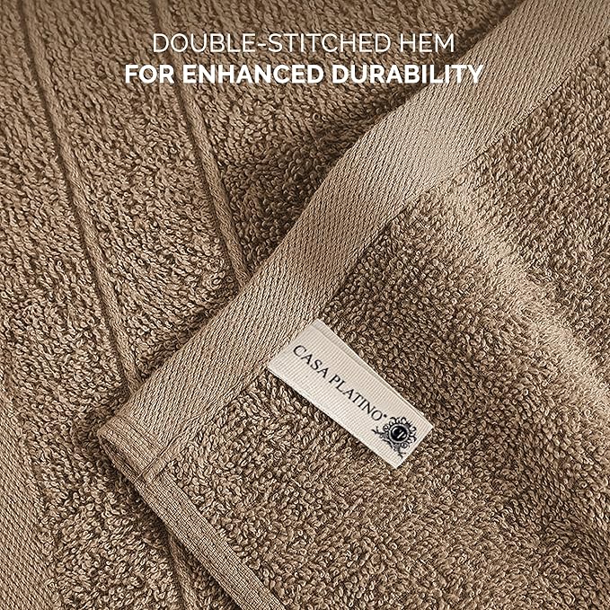 Casa Platino Washcloths 6 Pack - Spa & Salon Quality - 100% Ring Spun Mercerized Cotton Face Towels - Very Soft & Absorbent Wash Cloths for Body, Beauty, Home, Gym - Fingertip Towels - 13"x13", Taupe