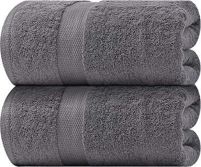 White Classic Luxury Soft Bath Sheet Towels - 650 GSM Cotton Luxury Bath Towels Extra Large 35x70 | Highly Absorbent and Quick Dry | Hotel Quality Extra Large Bath Towels Oversized, Dark Gray, 2 Pack