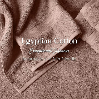 Superior Egyptian Cotton Pile 6-Piece Towel Set, 2 Bath, 2 Hand, 2 Face Towel/Washcloth, Heavyweight, Ultra Soft Luxury Towels, Thick Plush Essentials, Guest Bath, Spa, Hotel Bathroom, Muted Mauve
