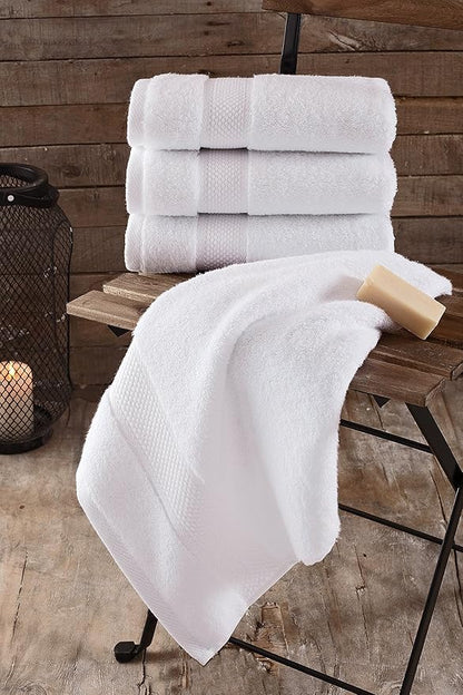 BAGNO MILANO Turkish Towels, Ultra Soft, Plush Luxury Turkih Cotton Bath Towels, Quick Dry Towel Set Made in Turkey (White, 2 Pcs Bath Towel Set)