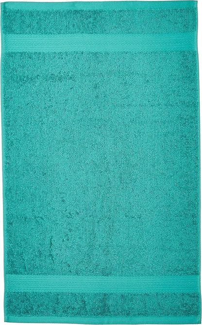 Amazon Basics 6 Piece hand towels for bathroom, Fade Resistant 100% Cotton Hand Towels, soft absorbent bathroom hand towels 6 - Pack (26''x16''), Teal