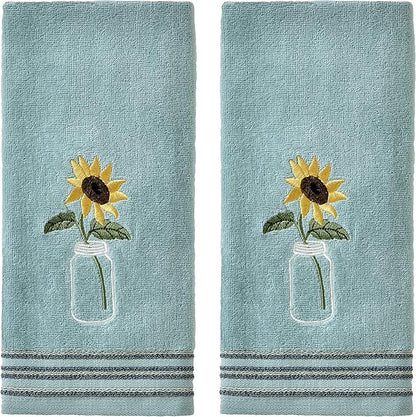 SKL Home by Saturday Knight Ltd. Sunflower in Jar Hand Towel (2-Pack), Aqua