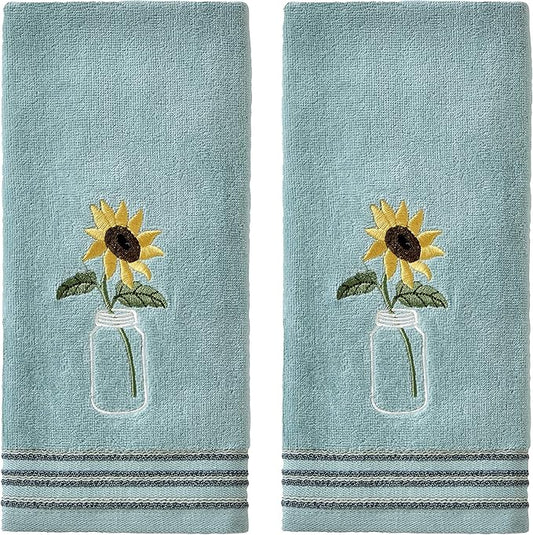 SKL Home by Saturday Knight Ltd. Sunflower in Jar Hand Towel (2-Pack), Aqua