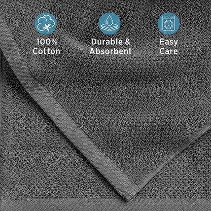 Welhome Franklin Premium 6 Pack Hand Towels Popcorn Textured Charcoal Bathroom Towels Hotel & Spa Towels for Bathroom Soft & Absorbent 600 GSM 100% Cotton Hand Towels