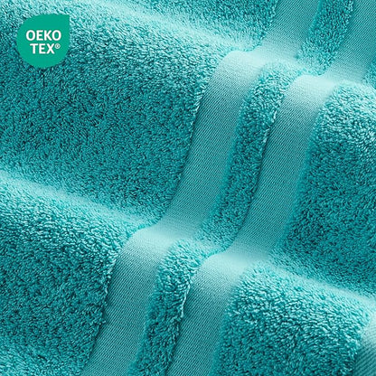 Premium 6 Piece Towel Set, 2 Bath Towel, 2 Hand Towels, 2 Washcloths, 100% Turkish Cotton Soft Absorbent Towels (Turquoise, 6 Piece Towel Set)