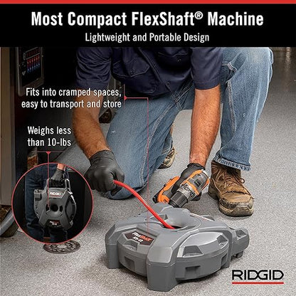 RIDGID 74978 K9-12 FlexShaft 1/4" x 30' Wall-to-Wall Professional Drain Cleaning Machine, Compact Drain Cleaner for 1-1/4" to 2" Pipes