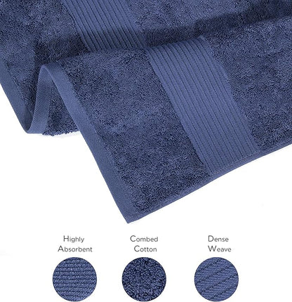 Luxury Oversized Bath Towels | Hotel Quality | Soft & Highly Absorbent |Quick Dry | 650 GSM Bath Sheets| Combed Cotton | Thick & FluffyBathroom Towels | Denim - 4 Pack