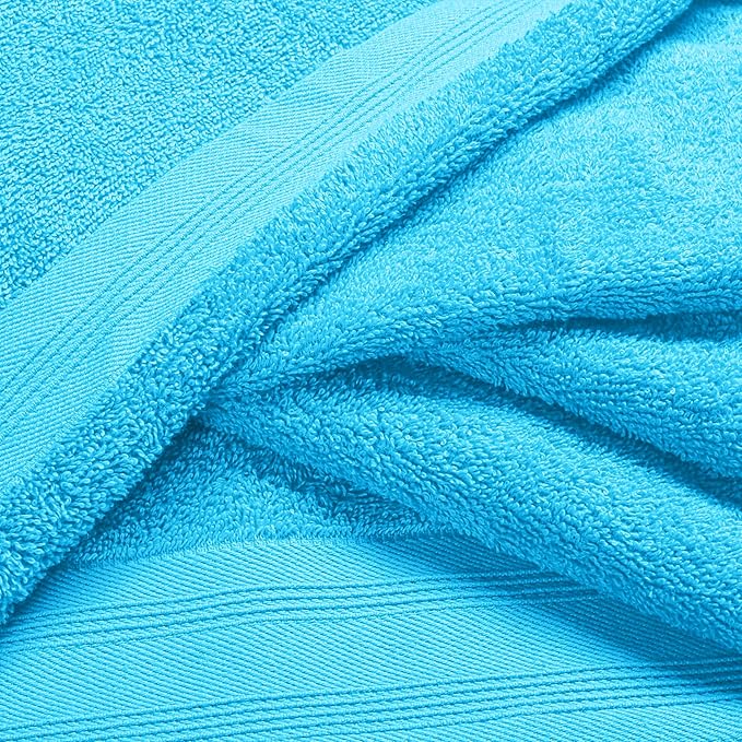 Ultra Soft 3 Pack Cotton Towel Set, Contains a Bath Towels 28x55 inch, a Hand Towels 16x24 inch & a Wash Coths 12x12 inch, Ideal Everyday use, Compact & Lightweight - Turquoise Blue