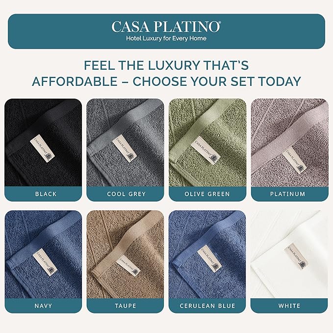 Casa Platino Washcloths Pack of 12 - Spa & Salon Quality - 100% Ring Spun Cotton Face Cloths - Soft & Ultra Absorbent Wash Cloth Set for Body, Beauty, Home, Gym - Fingertip Towels - 13"x13", Navy Blue