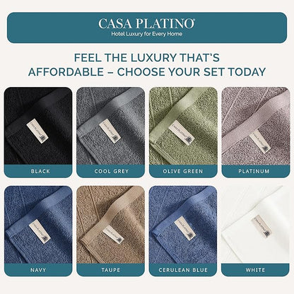 Casa Platino 100% Cotton Washcloths 24 Pack - Spa & Salon Quality Face Cloths - Ring Spun, Soft & Absorbent Wash Cloths for Body, Beauty, Home, Gym - Fingertip Towels Set- 13"x13", Black Towels Set