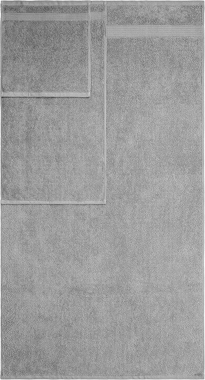 American Veteran Towel, 6 Piece Towel Set for Bathroom, 100% Cotton Turkish Bathroom Towels, 2 Bath Towels 2 Hand Towels 2 Washcloths, Cool Grey