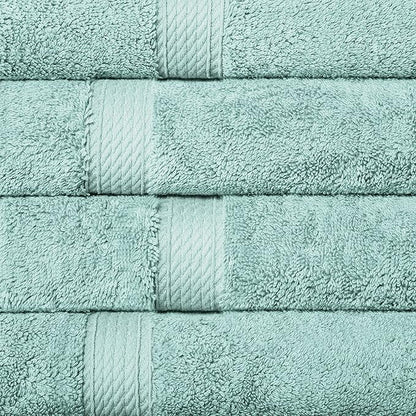BLUENILEMILLS BNM Egyptian Cotton 4-Piece Towel Set, Includes 4 Hand Towels, Attached Loop for Easy Hanging and Storage, Hotel Quality, Perfect for Bathroom, Gym, Shower Space, or Spa, Sea Foam