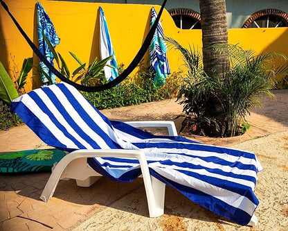 Elite Trend Microfiber Beach Towel for Adults with Bag - Large 63x31 inch - Lightweight Sand Free Quick Dry Towel for Travel, Swimming, Yoga, Camping (Cabana Navy)