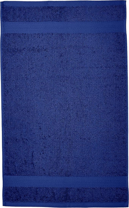 Amazon Basics 6 Piece hand towels for bathroom, Fade Resistant 100% Cotton Hand Towels, soft absorbent bathroom hand towels 6 - Pack (26''x16''), Navy Blue
