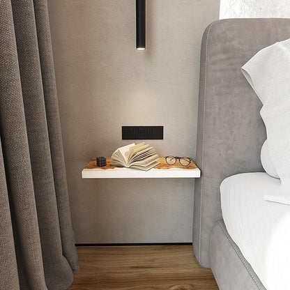 RWA Straight Edge Floating Shelf – Unique Wood Floating Shelf for Wall Decor, Living Room, Bedroom, or Bathroom – Sleek Decorative Wall Shelves for Home & Office (Straight/White, Large - 24x7)