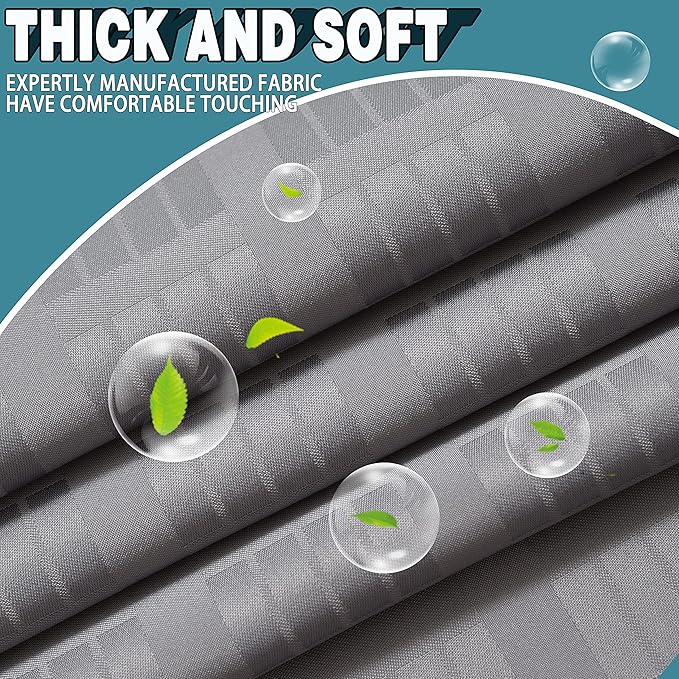 Conbo Mio Stall No Hook Shower Curtain with Snap in Liner Set, Hotel Luxury Grey Shower Curtains for Bathroom with See Through Top Window, Waterproof, Washable 36W x 74H