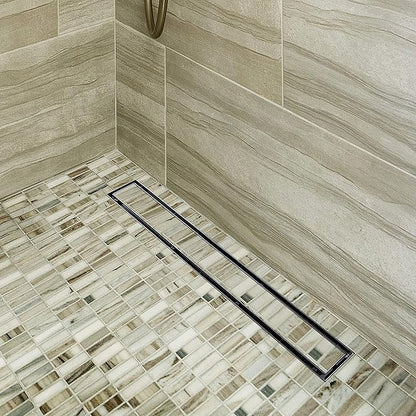 Neodrain 32-Inch Linear Shower Drain with Tile Insert Grate,Brushed 304 Stainless Steel Rectangle Shower Floor Drain, Linear Drain with Leveling Feet, Hair Strainer