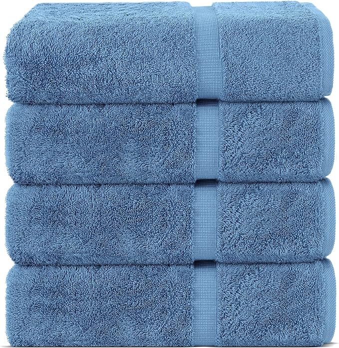 Chakir Turkish Linens | Hotel & Spa Quality 100% Cotton Premium Turkish Towels | Soft & Absorbent (4-Piece Bath Towels, Wedgewood)