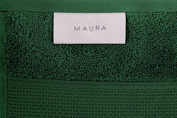 MAURA Hunter Green Hand Towels for Bathroom. Luxury Turkish Cotton Bath Hand Towels Set of 6. Ultra-Soft, Thick & Plush - Dark Green