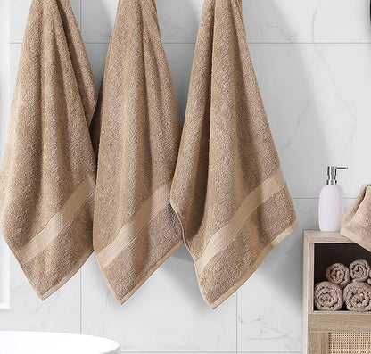 LANE LINEN 100% Mercerized Cotton Luxury Bathroom Towels Set - 6 Pieces - Ring Spun Technology - 2 Bath, 2 Washcloths, 2 Hand Towels - Suitable for All Skin Types Including Sensitive Skin - Taupe