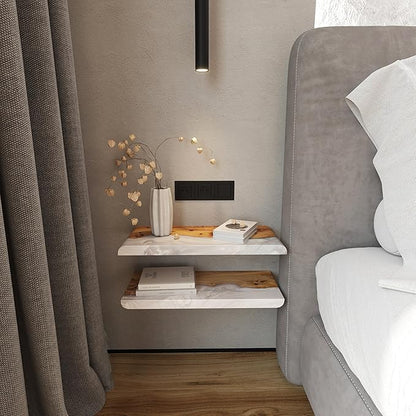 RWA Straight Edge Floating Shelf – Unique Wood Floating Shelf for Wall Decor, Living Room, Bedroom, or Bathroom – Sleek Decorative Wall Shelves for Home & Office (Straight/Platinum, Small - 12x6)