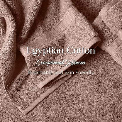 Superior Egyptian Cotton Pile Bath Towels, Ultra Soft Luxury Towel, Thick Plush Essentials, Absorbent Heavyweight, Guest Bath, Hotel, Resort, Spa, Pool, Bathroom, Shower Basics, Set of 2, Muted Mauve