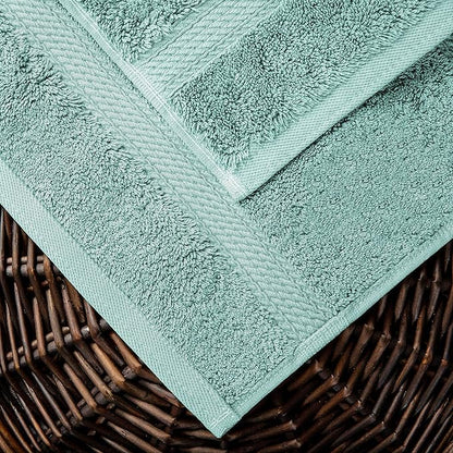 BLUENILEMILLS Premium Towel Collection, Egyptian Cotton Towels for Shower and Bathroom Assorted 6-Piece Towel Set, 30" x 55", 20" x 30", 13" x 13", Sea Foam by Blue Nile Mills