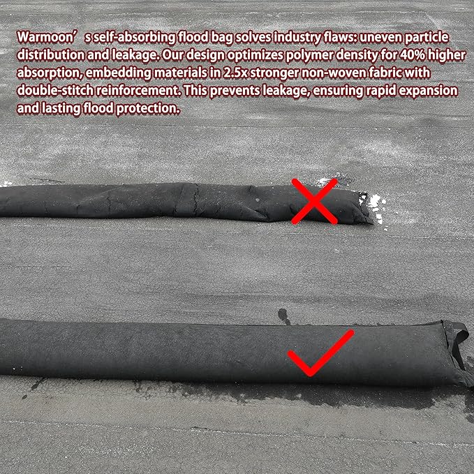 Self-Absorbing Reusable Flood Bags with Handles - Evenly Distributed Absorbents, Multiple Lengths - Home/Garage/Commercial Protection (7ft (Pack of 2) - with Handles)