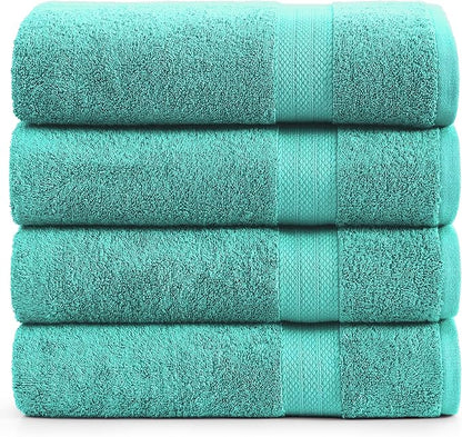 LANE LINEN Bathroom Towels Set (4 Pack)- 100% Cotton Luxury Bath Towels for Bathroom, Soft Shower Towels, Quick Dry Turkish Bath Towels, Super Absorbent Hotel Quality Bath Towel Set (28"x 54")- Teal