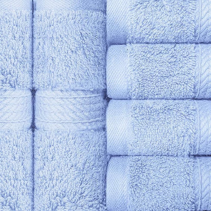 BLUENILEMILLS Premium Towel Collection, Egyptian Cotton Towels for Shower and Bathroom Assorted 6-Piece Face Towel Set, 13" x 13", Light Blue by Blue Nile Mills