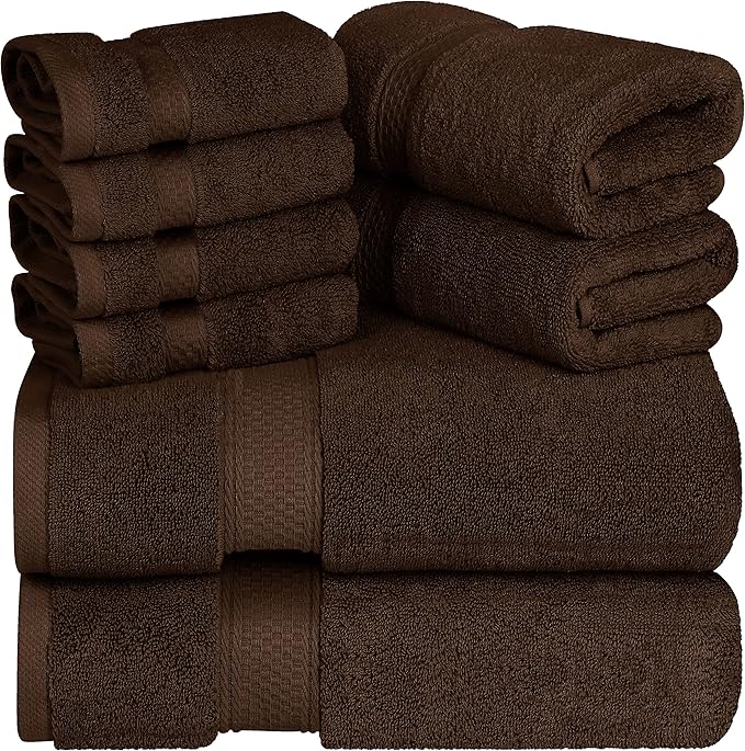 Utopia Towels - Premium Towel Set, Light Brown - 2 Bath Towels, 2 Hand Towels, and 4 Washcloths - 700 GSM Ring Spun Cotton Highly Absorbent Towels for Bathroom, Shower Towel, (8 Pieces)
