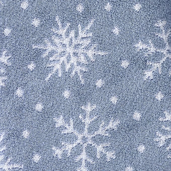 SKL Home Christmas/Winter Scattered Snowflakes 100% Cotton Premium 2-Piece Hand Towel Set, 450 GSM, Reversible Jacquard, Soft & Absorbent, Decorative for Bath/Kitchen/Bar, Blue/White